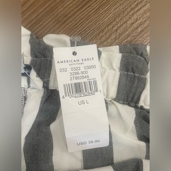 American Eagle Striped Paperbag Wide Leg High Waist Trousers Pants Size Large - Picture 7 of 12